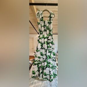 Hill House Green and White Floral Maxi Dress